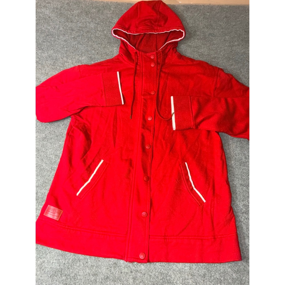 Lauren Ralph Lauren Hoodie Women XL Red  Full Zip Snap Cotton Knit